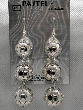 3For$20 Pastel Collection Silver Triple Openwork Ball Drop Earrings